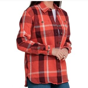 Carhartt Red and Purple Plaid Flannel Button Down Size Small